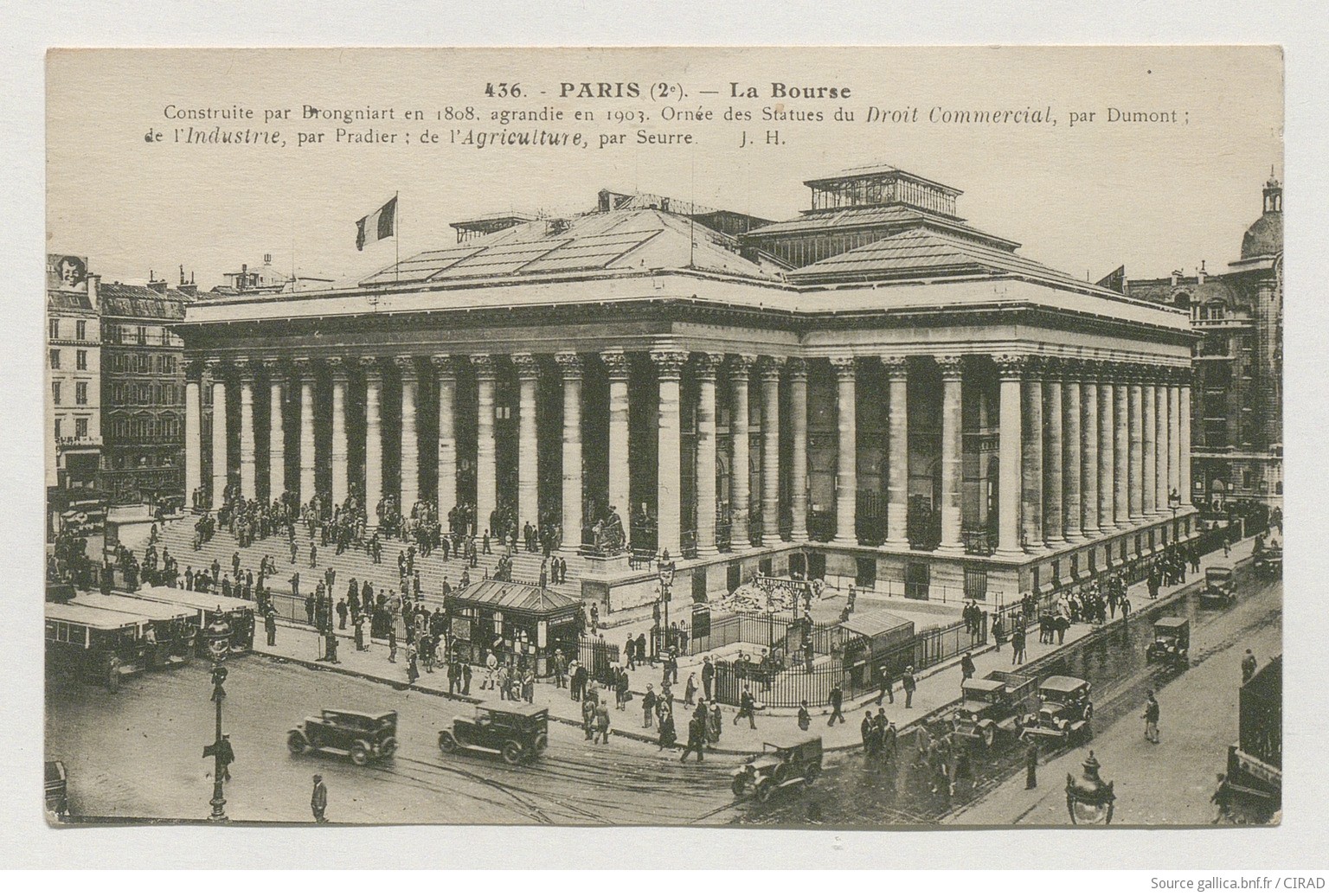 Paris (2e), La Bourse, vue de face : Construite par Brongniart en 1808